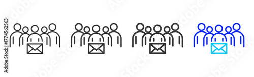 Team Communication Icon Set Collection in Creative Outline Style for Project Control Dashboard with Modern UI Vector Elements and High Quality Design Pack