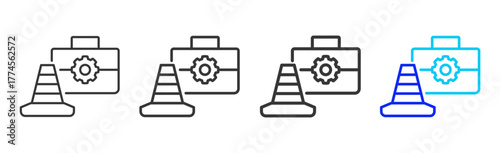 Repair Management Icon Set Collection in Creative Outline Style for Project Control Dashboard with Modern UI Vector Elements and High Quality Design Pack
