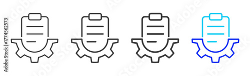 Task Management Icon Set Collection in Creative Outline Style for Project Control Dashboard with Modern UI Vector Elements and High Quality Design Pack