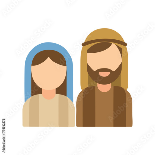 Mary and Joseph illustration for Christmas nativity scene
