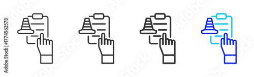 Compliance Check Icon Set Collection in Creative Outline Style for Project Control Dashboard with Modern UI Vector Elements and High Quality Design Pack