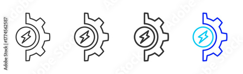 Power Control Icon Set Collection in Creative Outline Style for Project Control Dashboard with Modern UI Vector Elements and High Quality Design Pack