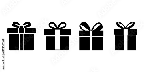Gift Box Silhouette Icons Collection