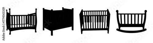 Collection of four baby cribs and bassinets diverse styles and designs for newborns