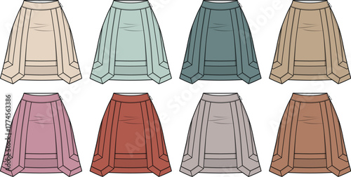 Set of Skirts in Various Colors Wardrobe Fashion Elements