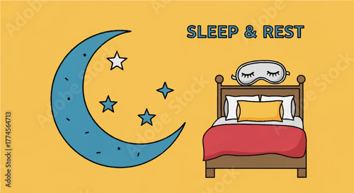 Sleep and Rest A Peaceful Retreat with a Cozy Bed and Starry Night Sky