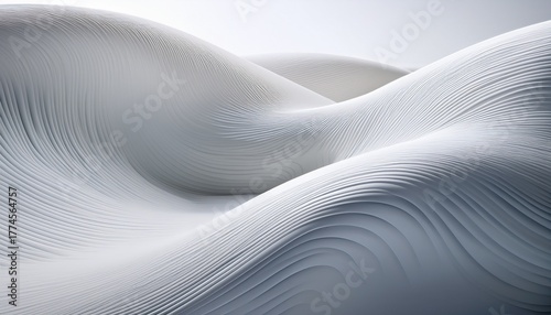 minimalist abstract background with smooth white curves creating a sense of calm and space