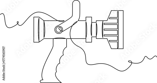 one line art Fire Hose Nozzle Pistol Grip vector illustration. line art, one continuous line, simple, hand drawn and sketch style. for icons, symbols, signs or logos. PNG