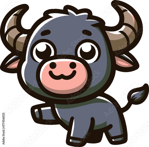 かわいい黒いバッファローのアイコン