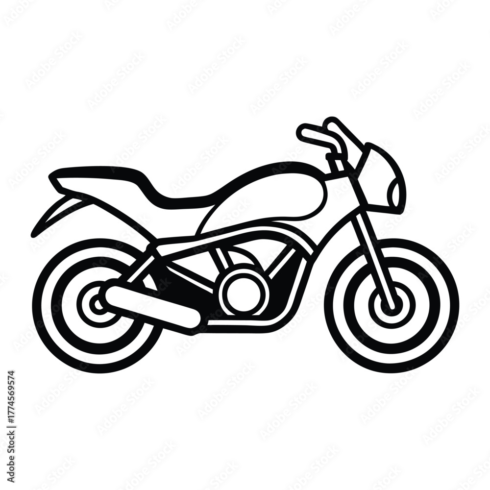 Fototapeta premium Motorcycle Icon Vector – Classic Bike Silhouette Illustration