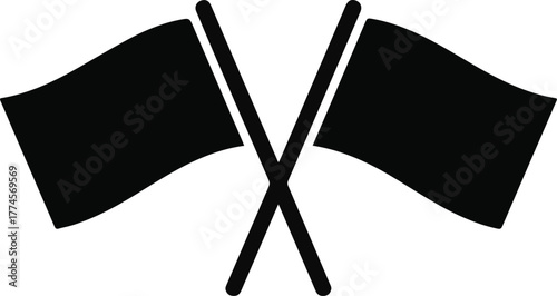 Crossed Black Flags Graphic on White Background vector