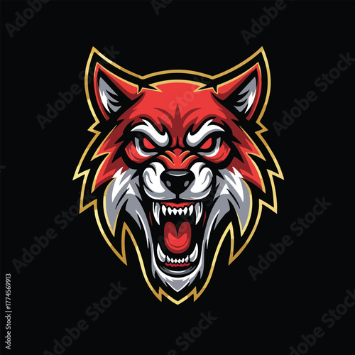 Wallpaper Mural Fierce Red Fox Mascot Head with Aggressive Expression and Gold Trim Torontodigital.ca