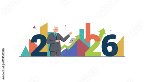 2026 financial forecast executive showing charts for business growth and market success