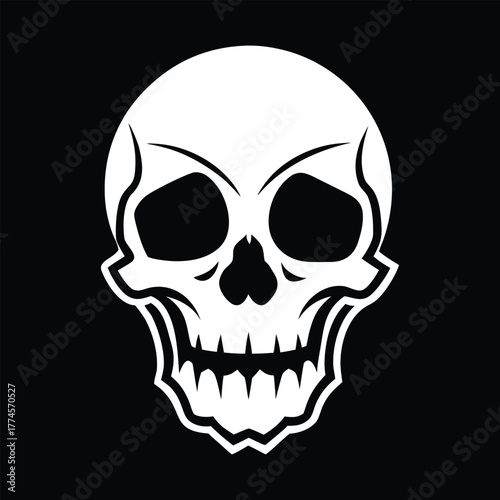 Skull Vector Illustration – Gothic Horror and Rock Style Emblem