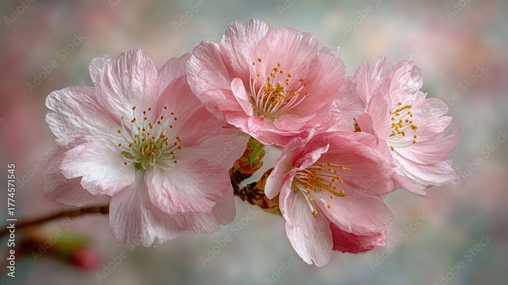 Fototapeta premium Delicate Cherry Blossoms Displaying Beauty in Springtime
