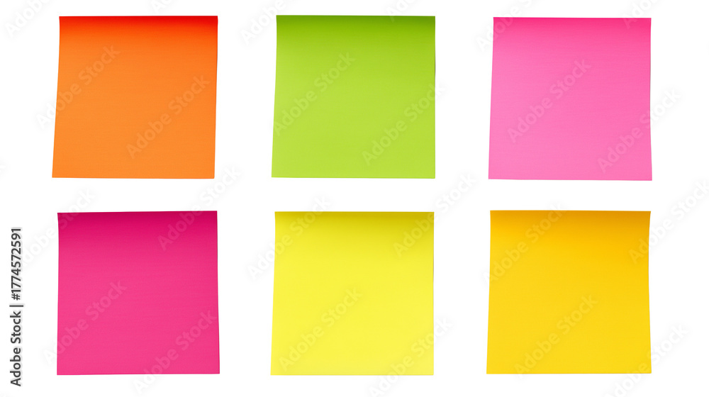 Fototapeta premium Colorful Sticky Notes Collection Isolated on Transparent Background