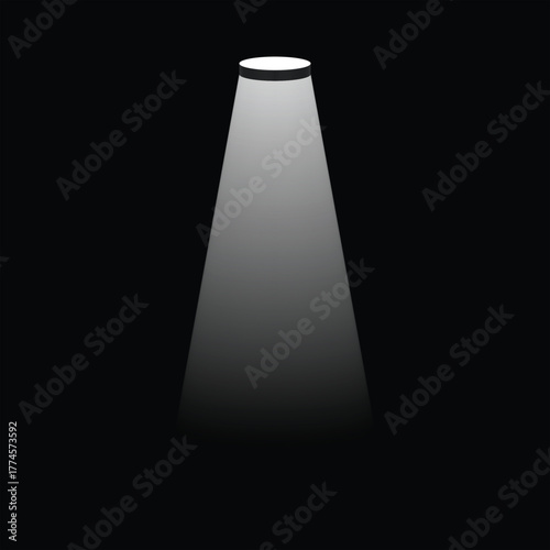 Bright illuminating dark space spotlight vector