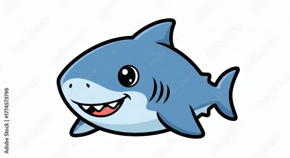 Obraz premium Cute Smiling Shark Clipart Playful Illustration for Children's Designs and Educational Materials