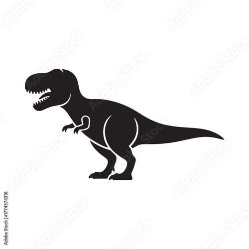 Tyrannosaurus rex dinosaur vector emoji t-rex vector silhouette vector flat illustration design on white background