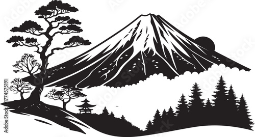 Minimal Mount Fuji Silhouette Vector