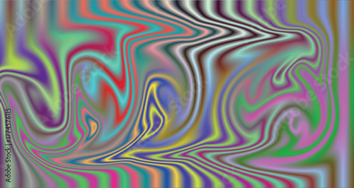 Colorful geometric abstract vector background with wavy lines and retro pattern design