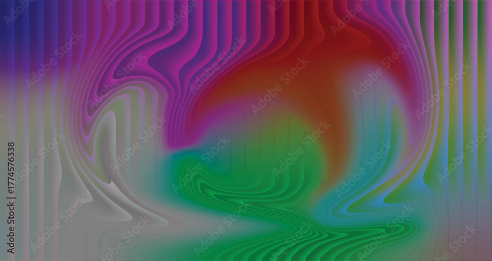 Fototapeta premium Colorful seamless geometric vector pattern illustration features a psychedelic wave art and line design with yellow, orange, green, and blue colors creating a vibrant illusion texture backdrop