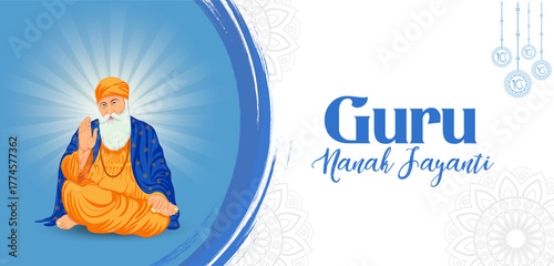 Happy Guru Nanak Jayanti celebration greetings for Punjabi festival of India
