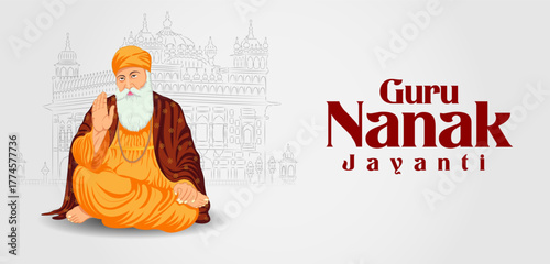 Happy Guru Nanak Jayanti celebration greetings for Punjabi festival of India