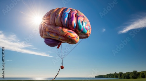 Brain Balloon Ascendin g in a Clear Sky