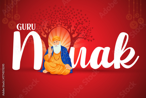 Happy Guru Nanak Jayanti celebration greetings for Punjabi festival of India