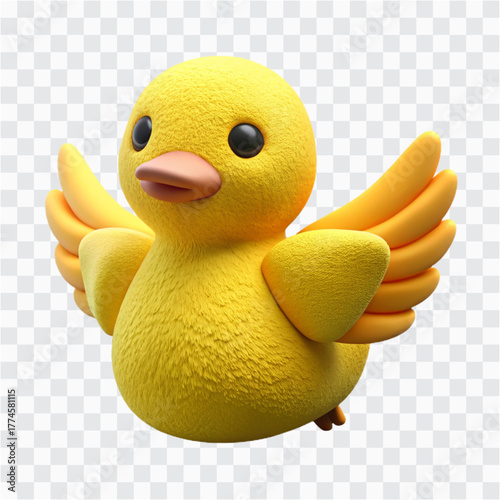 3D Yellow Duck Plush | Soft Stuffed Toy with Small Wings & Cute Cotton Doll