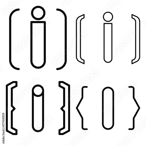 north pole sign Line art Icon Set, Vector illustration