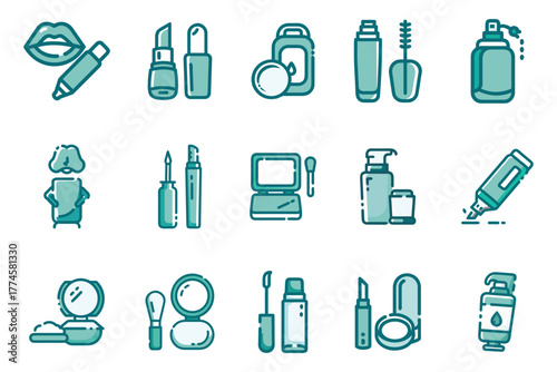 Elegant Makeup Set Vector Illustration with Cosmetic Tools and Beauty Accessories on White Background