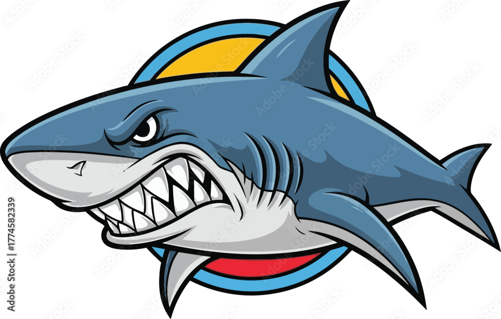Obraz premium Aggressive shark vector illustration