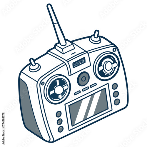 Isometric View of a Remote Control with Screen and Joysticks controller buttons