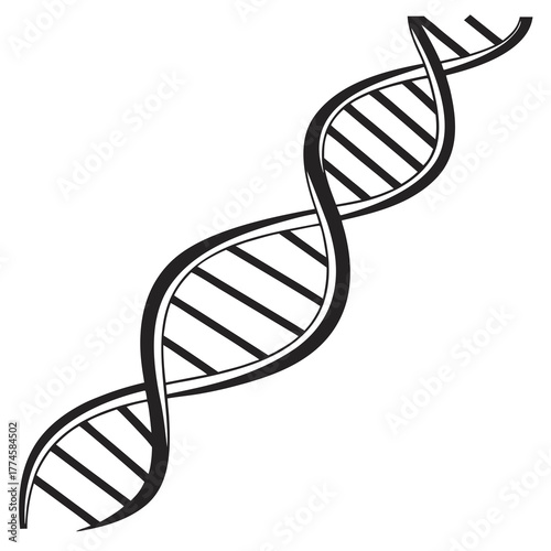 Black and white DNA double helix graphic genetics biology