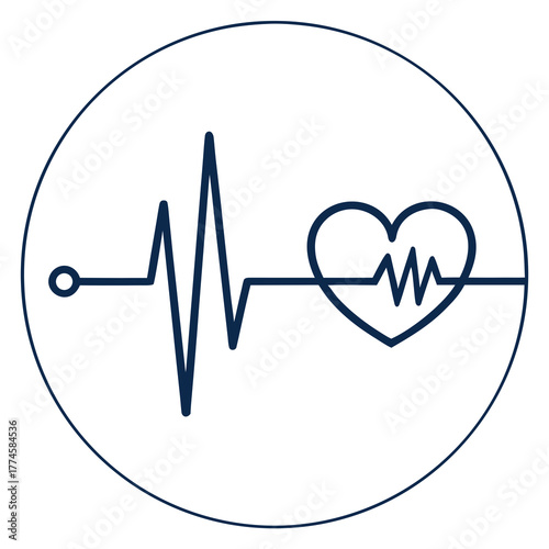 Heartbeat Line Graph Inside Circle Icon electrocardiogram