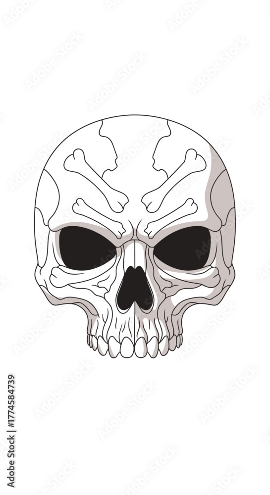 Fototapeta premium Skull with Crossbones - A Grim and Graphic Illustration.