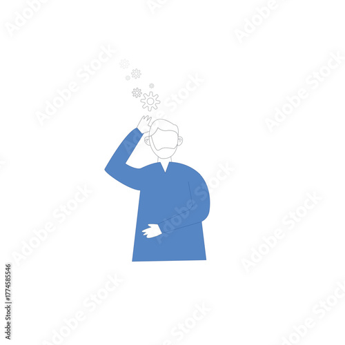 Cognitive Decline and Memory Loss Concept – Elder Mental Health Illustration