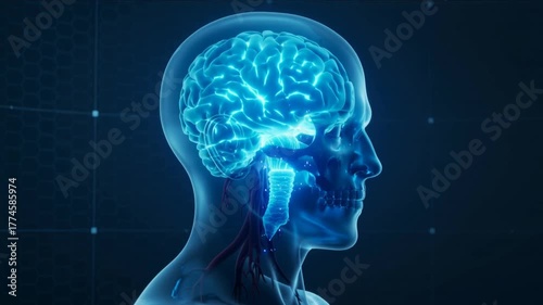 Wallpaper Mural Futuristic art showing a transparent human head with a pulsating brain light Torontodigital.ca