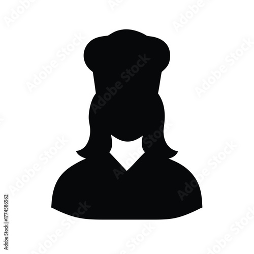 Silhouette of a chef wearing a tall toque hat and a uniform
