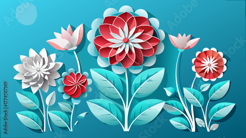 Very beautiful modern minimalist paper flower silhouette set against a clean background, creating an elegant and stylish design perfect for websites, presentations, and creative projects.