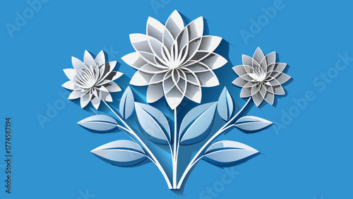 Very beautiful modern minimalist paper flower silhouette set against a clean background, creating an elegant and stylish design perfect for websites, presentations, and creative projects.