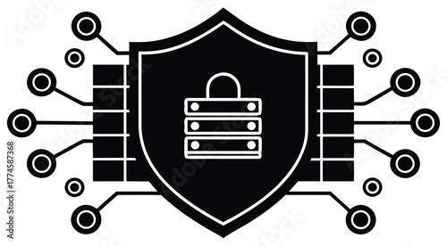 Stock Vector illustration of a flat design shield and cross symbol icon button set for web, business, and technology concept