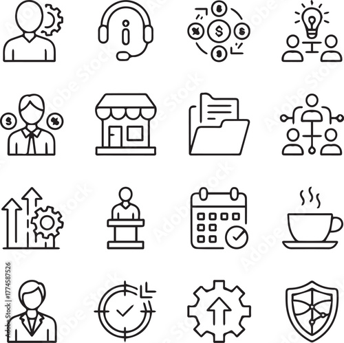 Set of business and management icons