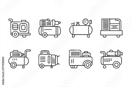Outline compressor and machinery symbols for industrial design
