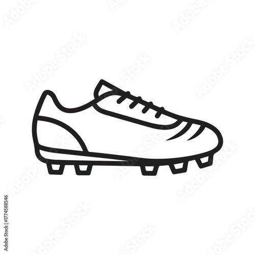 Soccer Cleat Line Icon. Football Boot Vector Symbol for Sports. Athletic Footwear Graphic Illustration.
