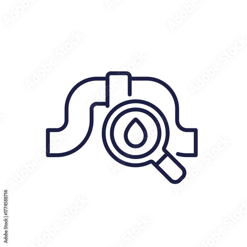 leak detection line icon with a pipe