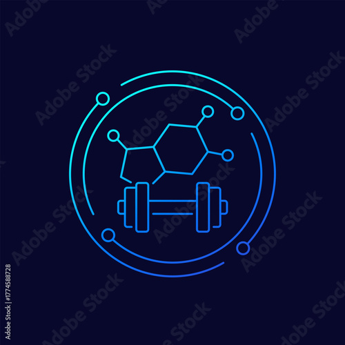 Endorphins and exercise icon, benefits of training, linear design