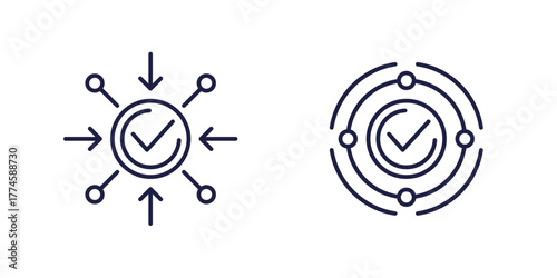 positive impact icons on white, line design